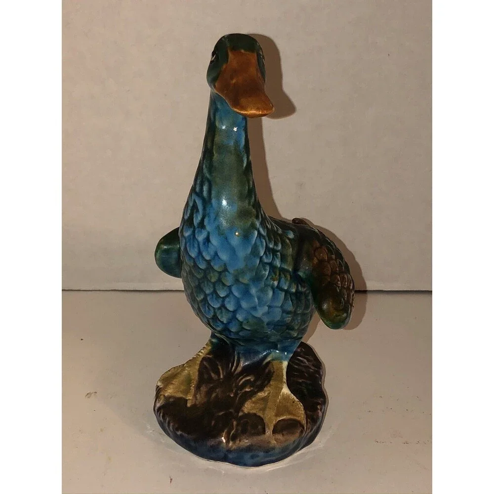 VTG 50s 60s TILSO Ceramic MALLARD DUCK Bird Figurine JAPAN Hand Painted 8” Tall